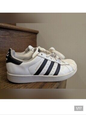 Adidas Superstar Shoes - White and Black Leather Unisex M6/W7